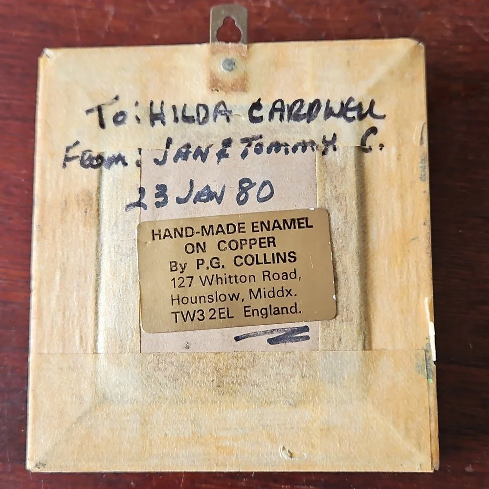 Vintage Enamel On Copper Couple By PG Cooper England Minature